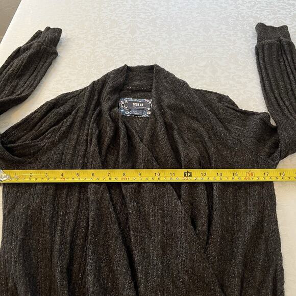 Maeve by Anthropologie Rafela Hacci Surplice Top Wrap Sweater Size XS Brown/Gray - Picture 7 of 10